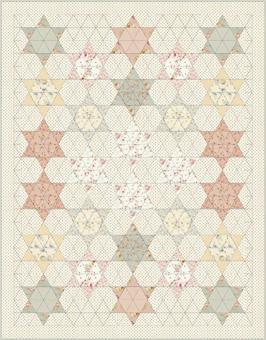 Lecien Durham Quilt Collection Faded Rose Motifs on Cream Cotton Fabric  HTF 